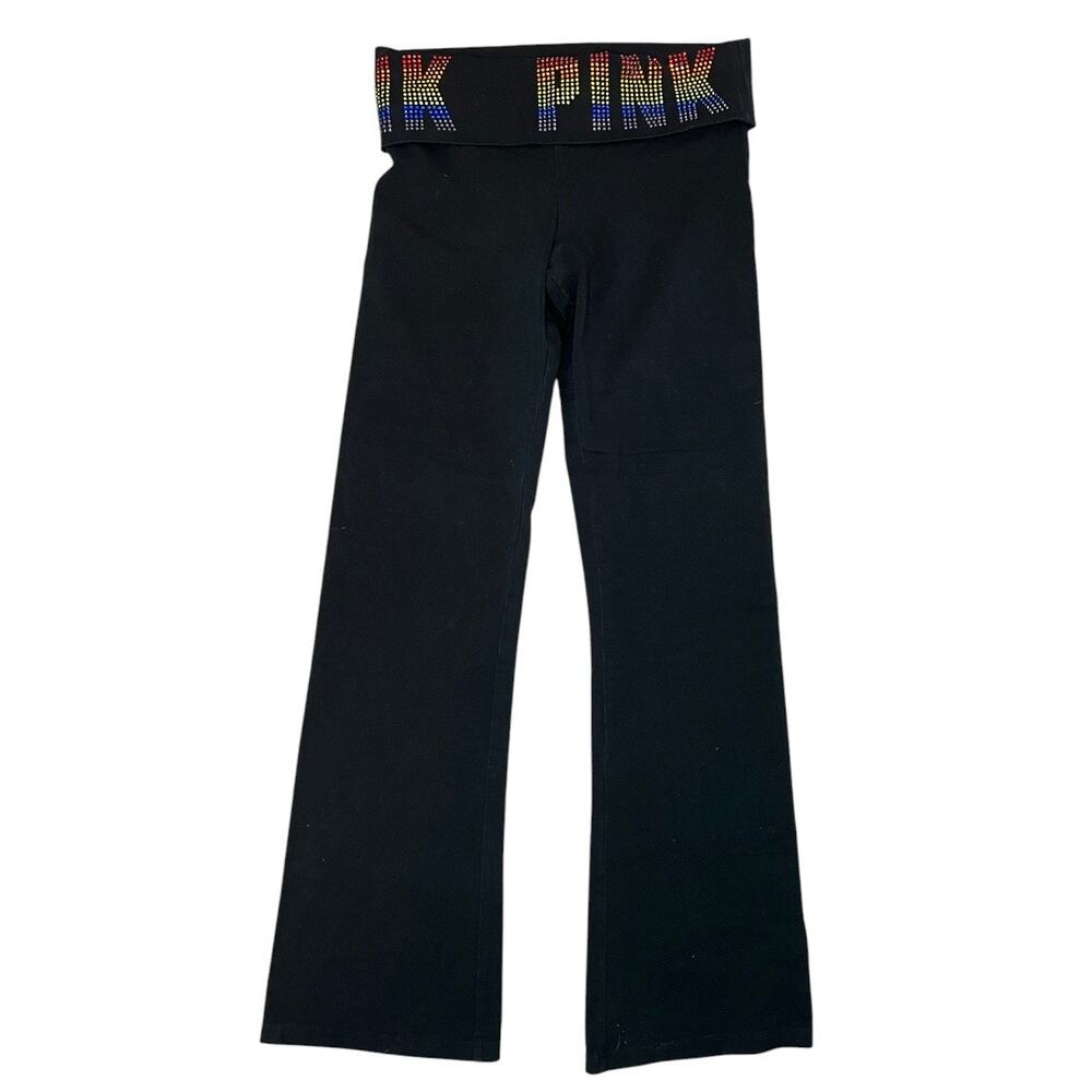 Victoria’s Secret PINK Bling Rainbow Yoga Leggings Foldover Flare Y2K